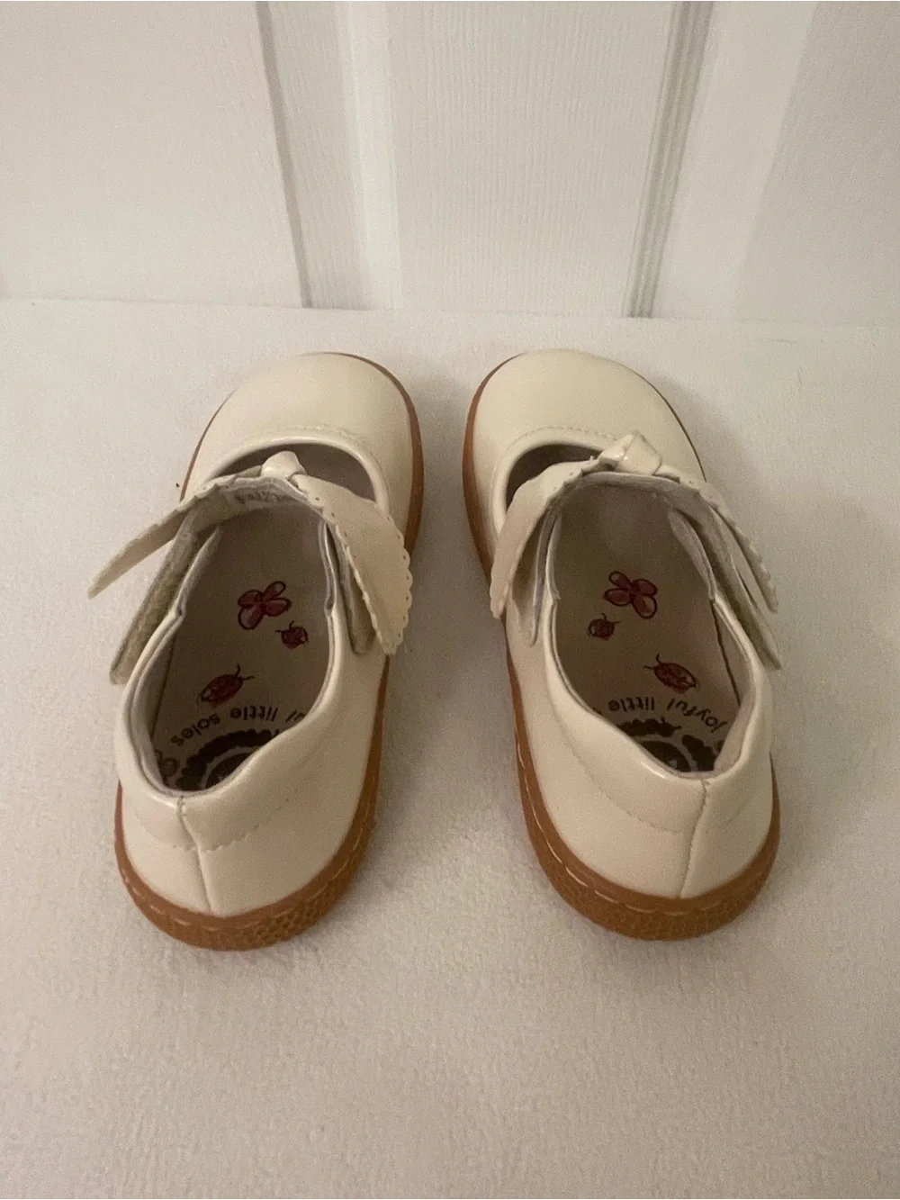 Livie & Luca Cream Patent Mary Jane Shoes with Bow Strap